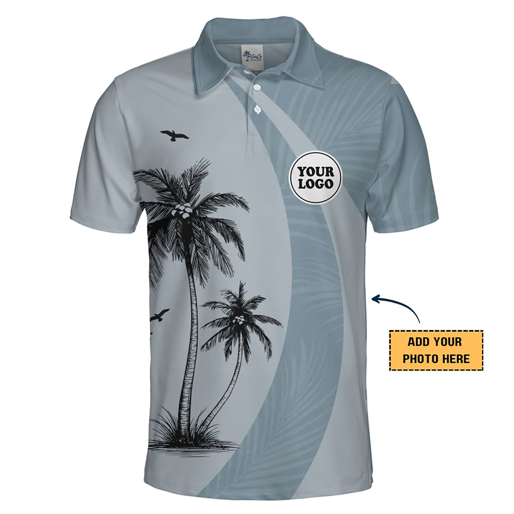 Custom Branding Polo with Minimalist Palm Tree Graphics for Stylish Teams