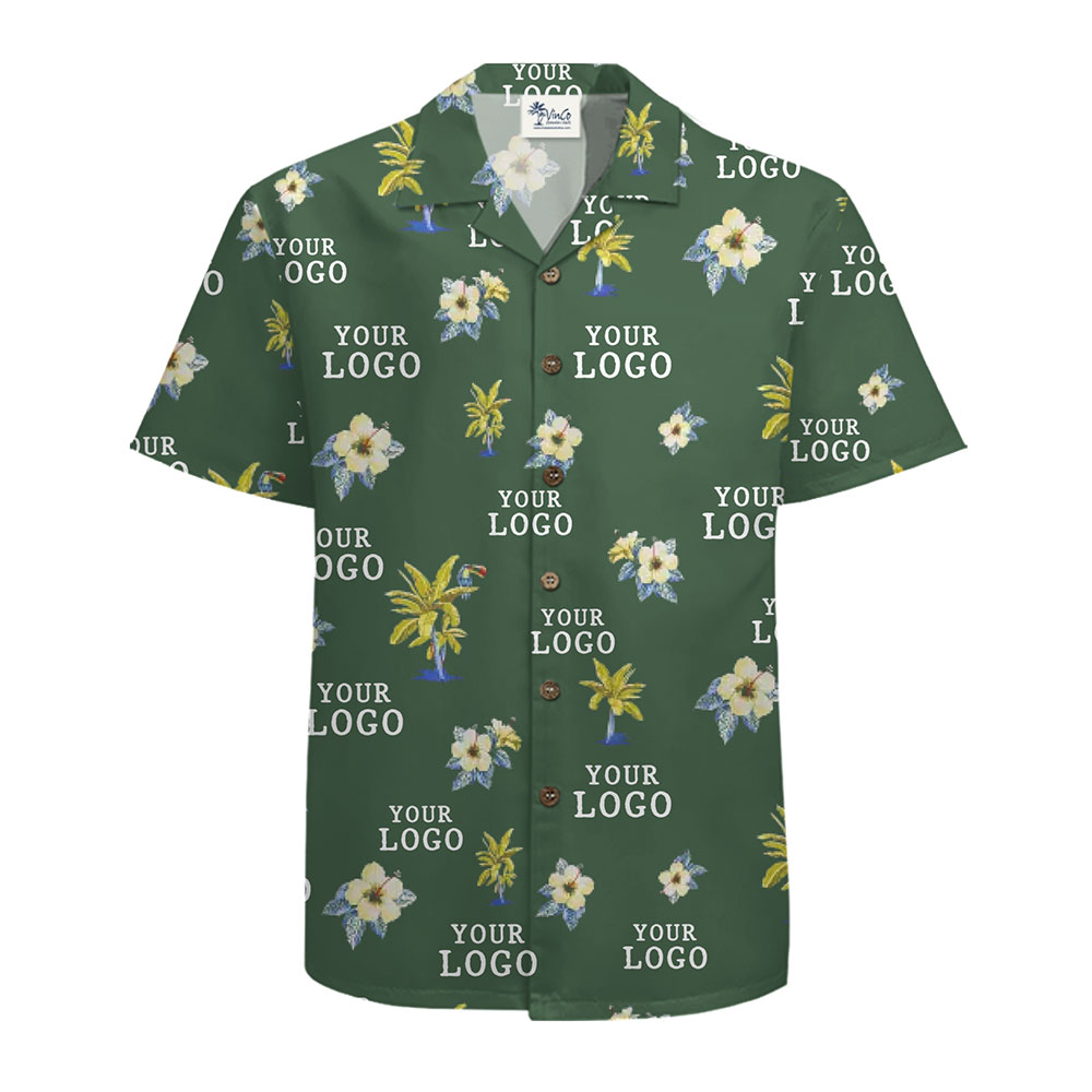 Elegant Hawaiian Shirt with Customizable Palm Tree and Floral Design