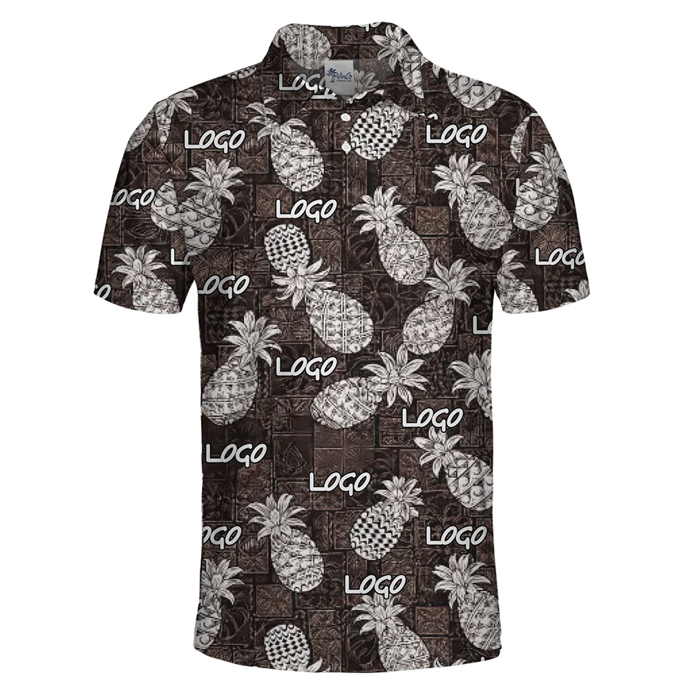 Personalized Corporate Polo with Tropical Pineapple Accents and Custom Logo