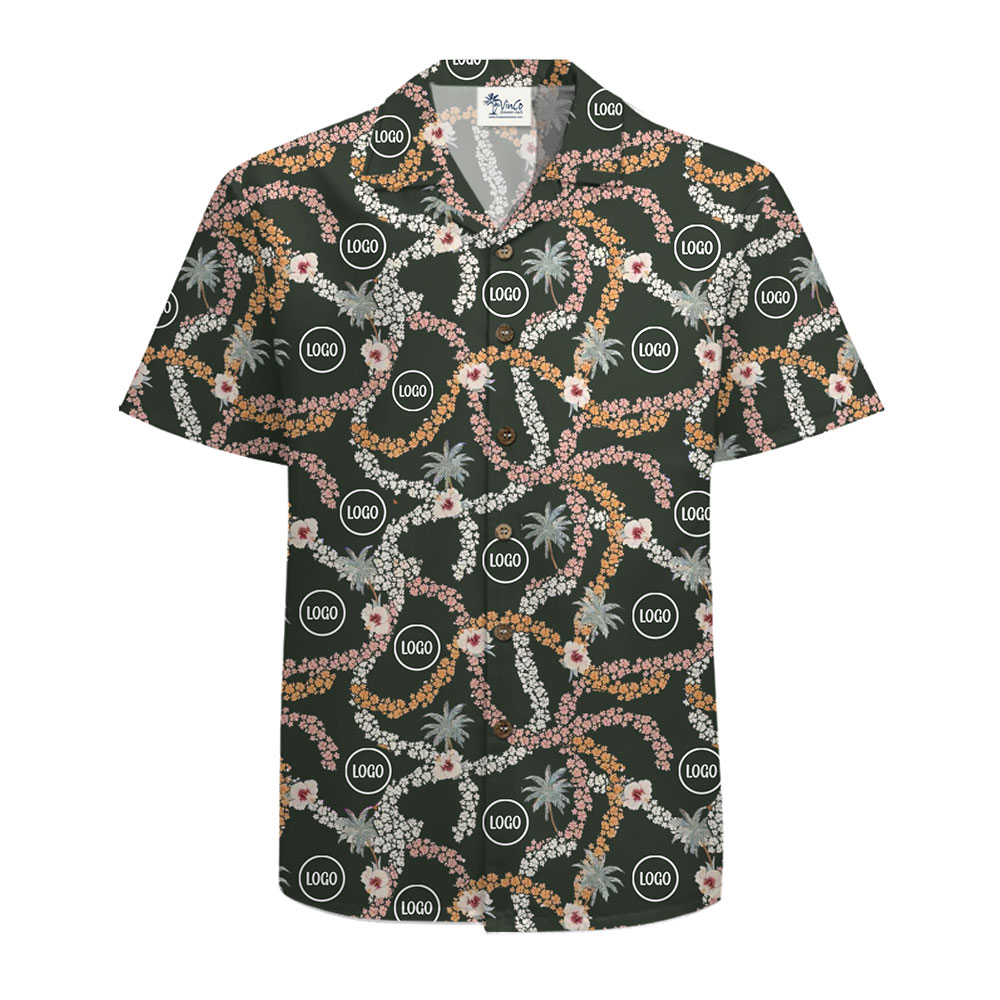 Tropical Garlands Hawaiian Shirt with Custom Logo for Events or Casual Wear