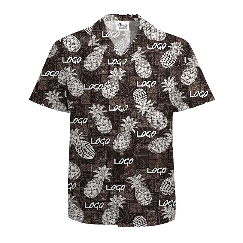 Unique Hawaiian Shirt with Pineapple Designs and Customizable Logos