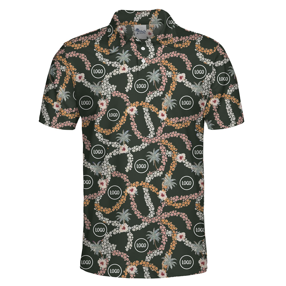 Personalized Tropical Garlands Polo Shirt with Logo Branding