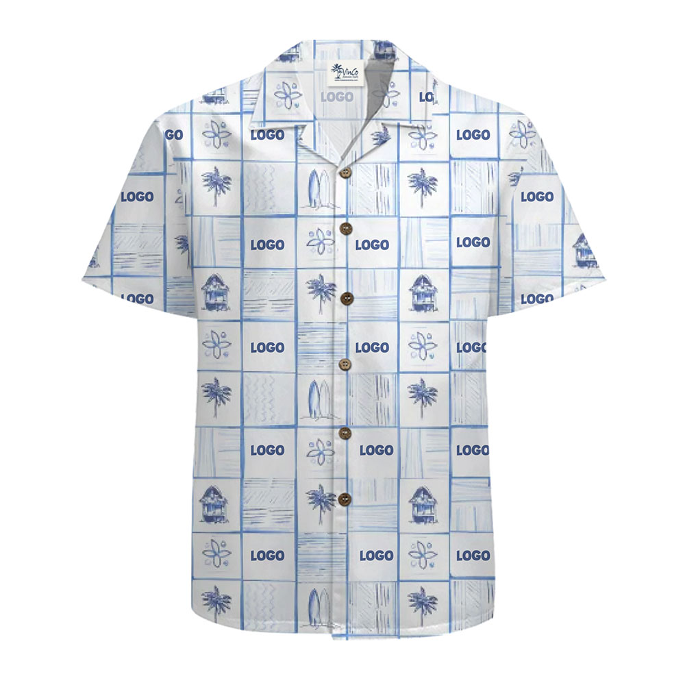 Customizable Island-Themed Hawaiian Shirt with Logo Integration