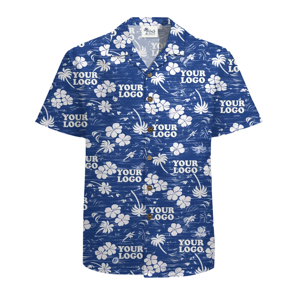 Customizable Island Vibe Blue Aloha Shirt