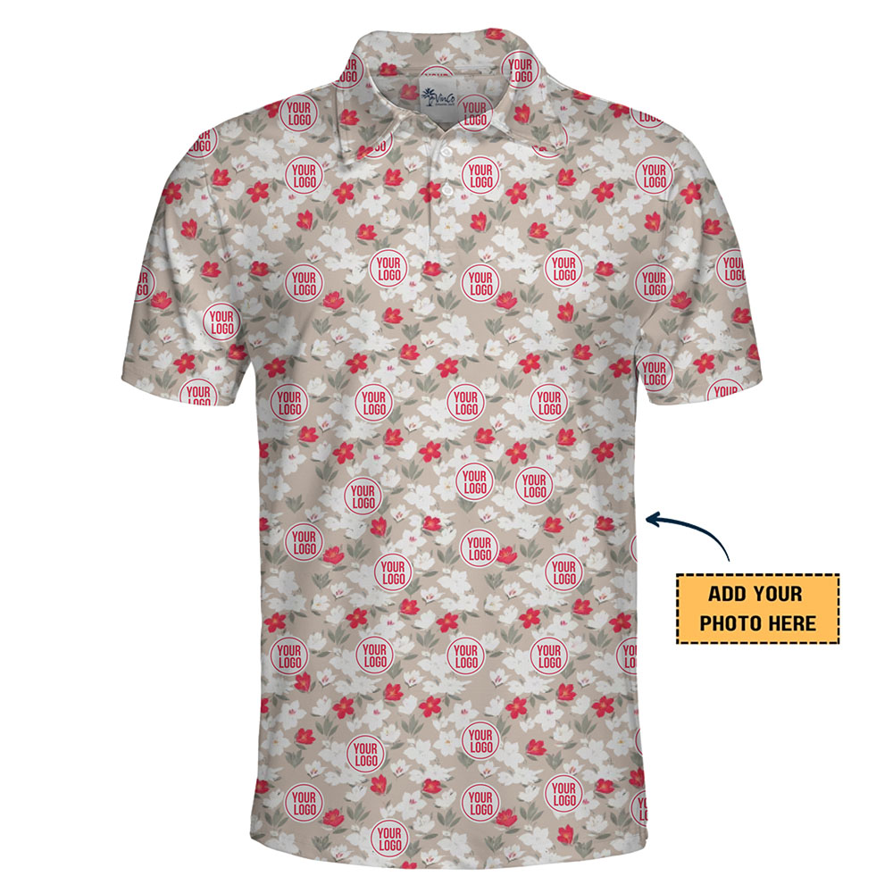 Personalized Logo Polo Shirt with Floral Pattern
