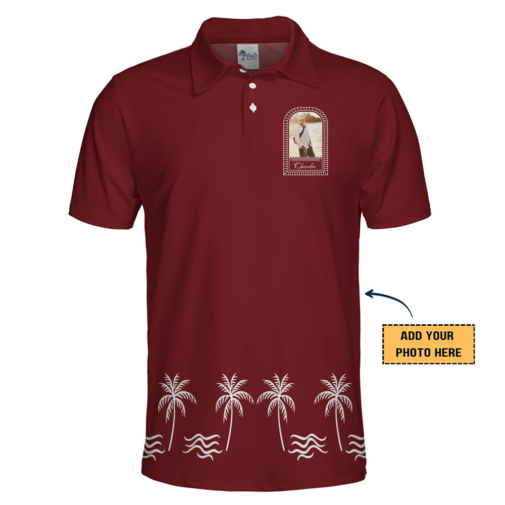 [Instant Preview] Custom Photo and Text Island Pattern Polo Shirt