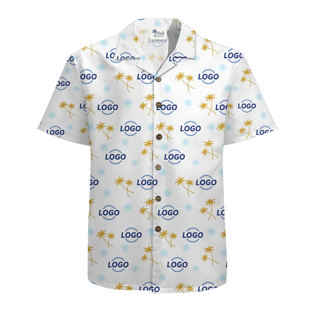 Tropical Palm Tree Hawaiian Shirt with Custom Logo Integration
