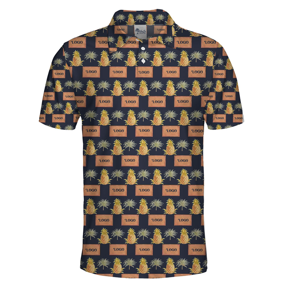 Elegant Custom Polo with Pineapple Patterns and Your Logo