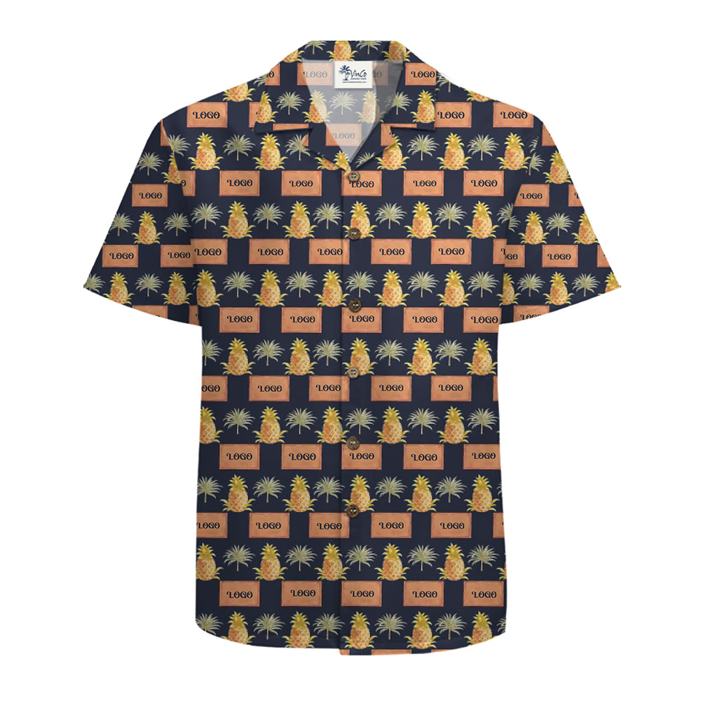 Custom Pineapple Hawaiian Shirt with Personalized Logo Design