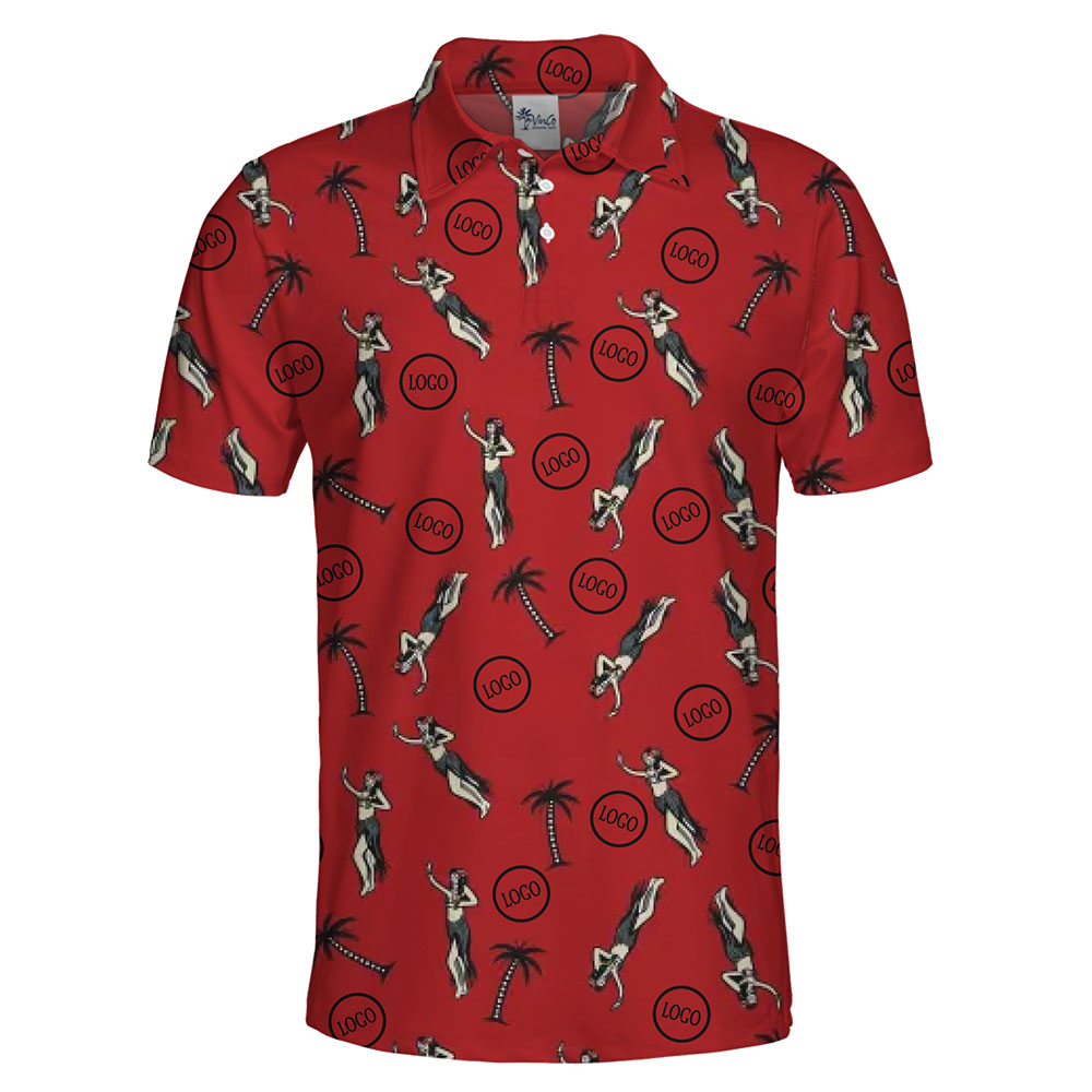 Elegant Tropical-Print Polo Shirt with Custom Branding Options