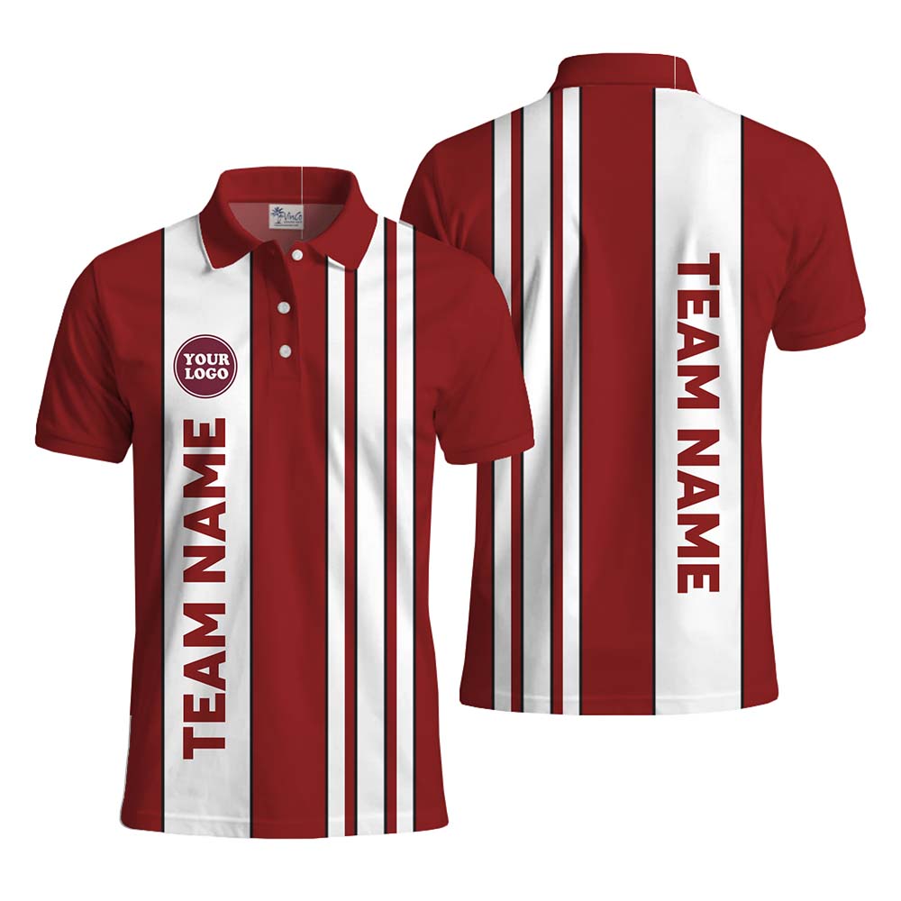 Custom Logo And Name Stripe Polo Shirt With Preview