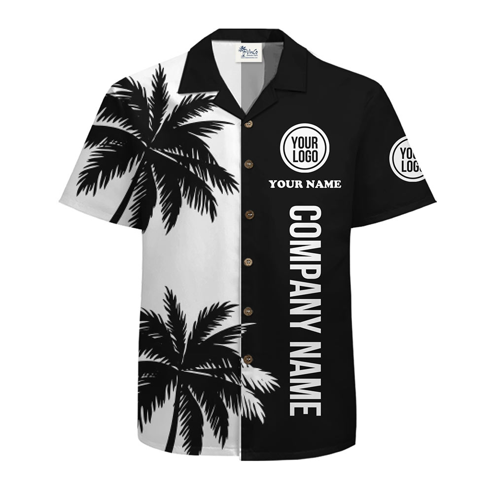 Custom Company Logo Hawaiian Shirt With Palm Print