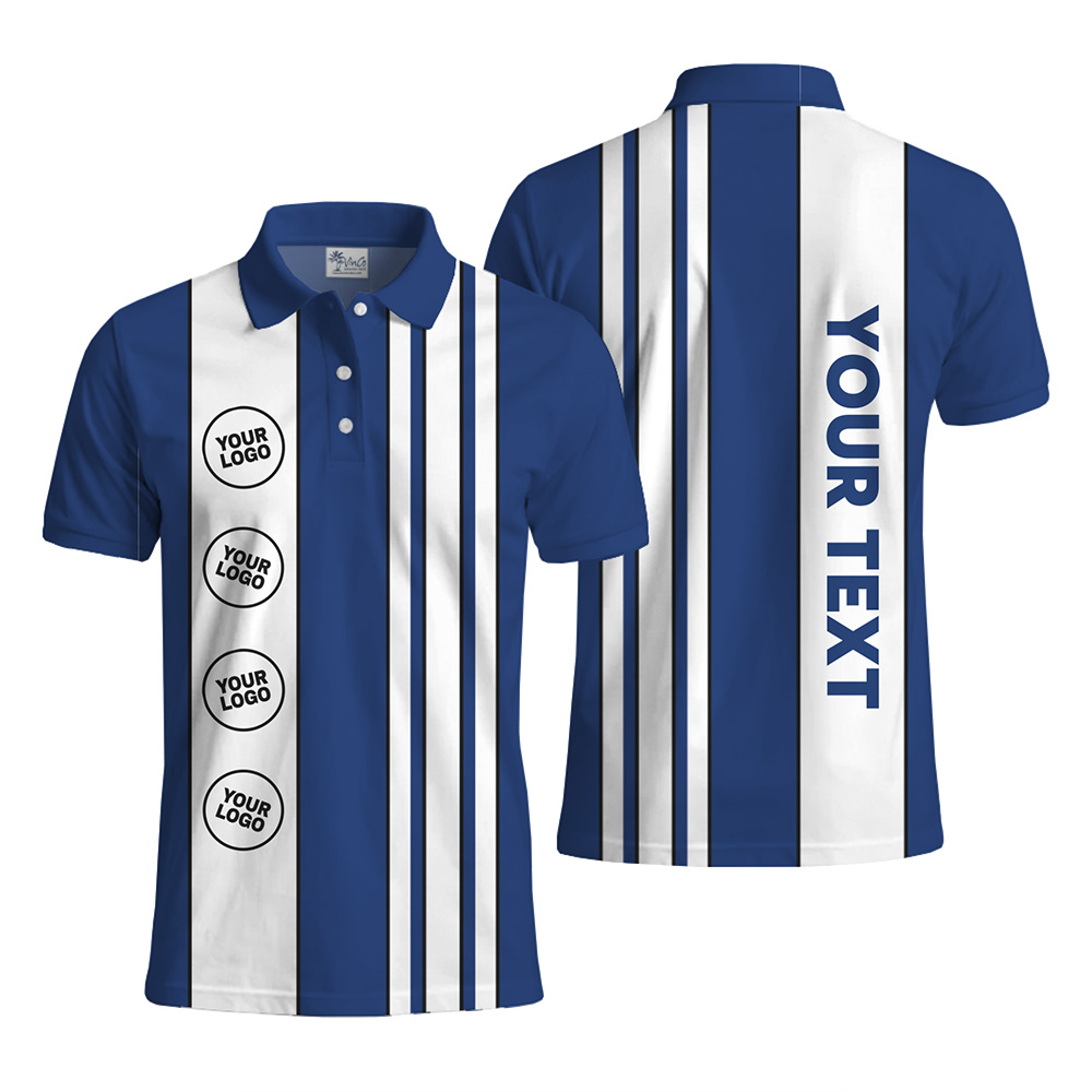 Modern Classic Stripe Polo With Custom Logo And Team Name