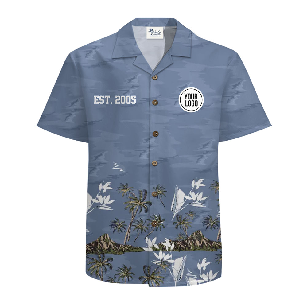 Customizable Logo And Text Island Print Aloha Shirt