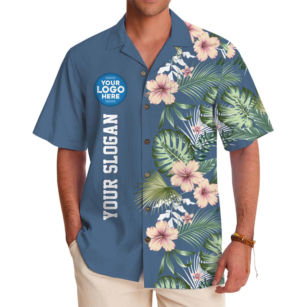 Hibiscus Edge Custom Hawaiian Shirt With Logo And Text - variant image 1