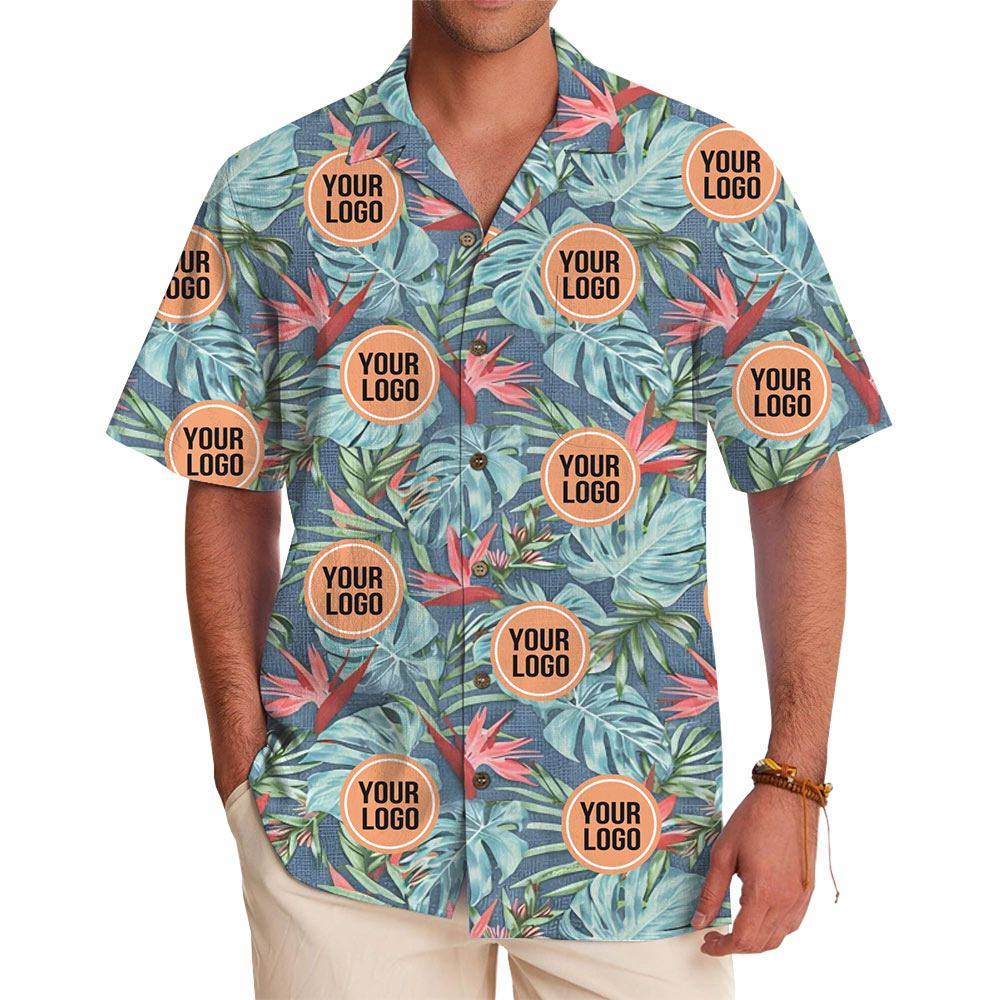 Custom Logo Tropical Floral &amp; Monstera Hawaiian Shirt - variant image 1