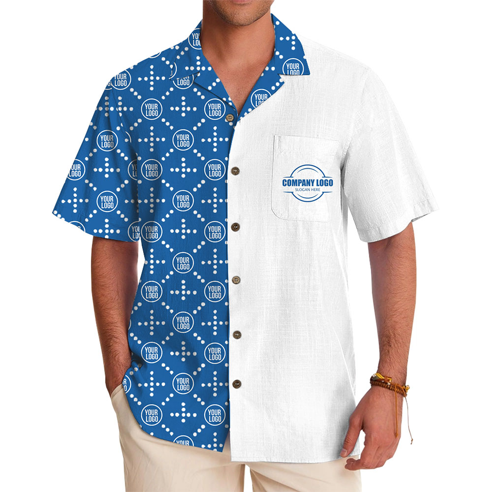[10 Colors] Custom Company Logo Hawaiian Shirt Live Preview - variant image 1