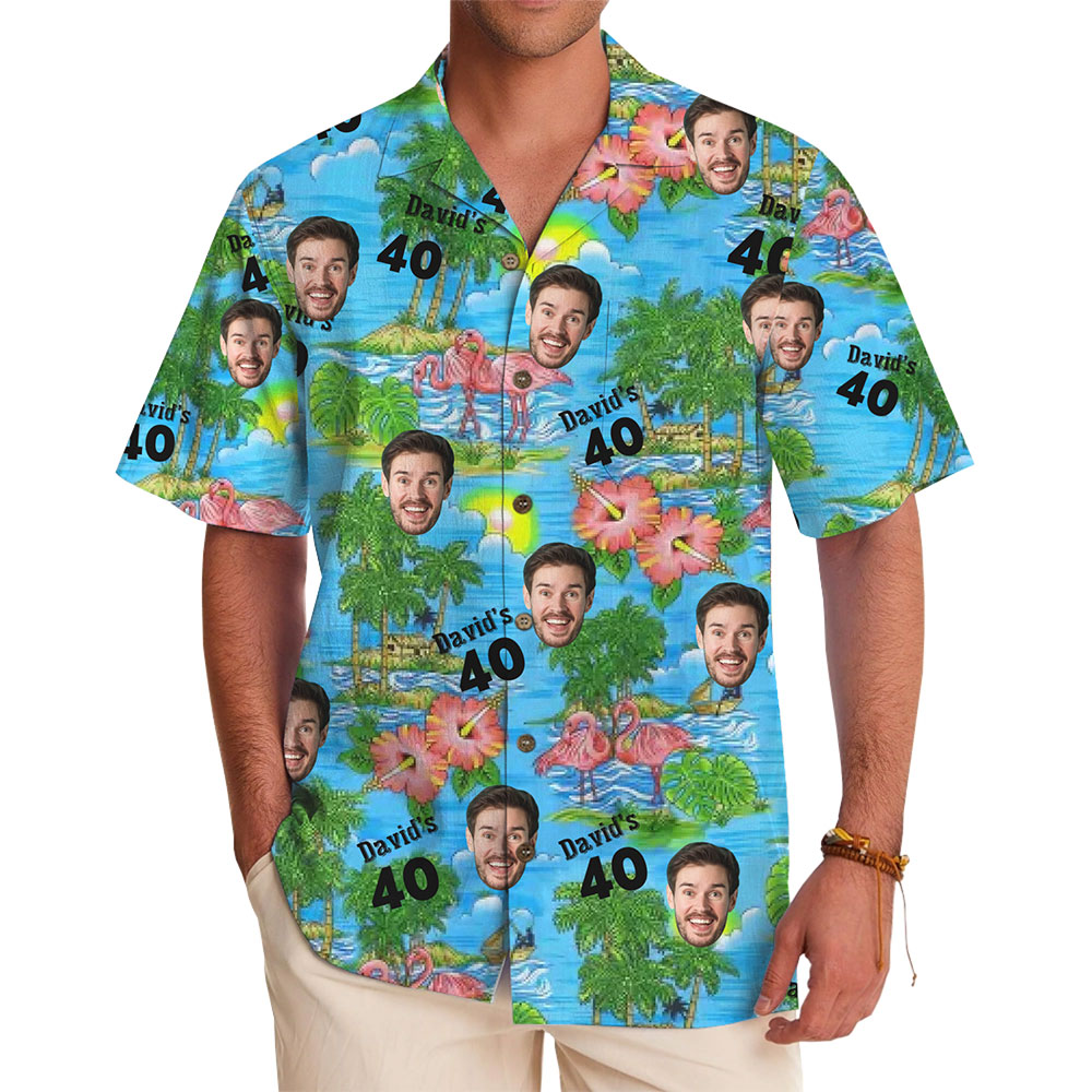 Eye-Catching Flamingo and Palm Design Hawaiian Shirt - variant image 1
