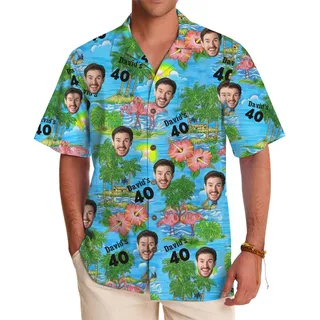 Eye-Catching Flamingo and Palm Design Hawaiian Shirt