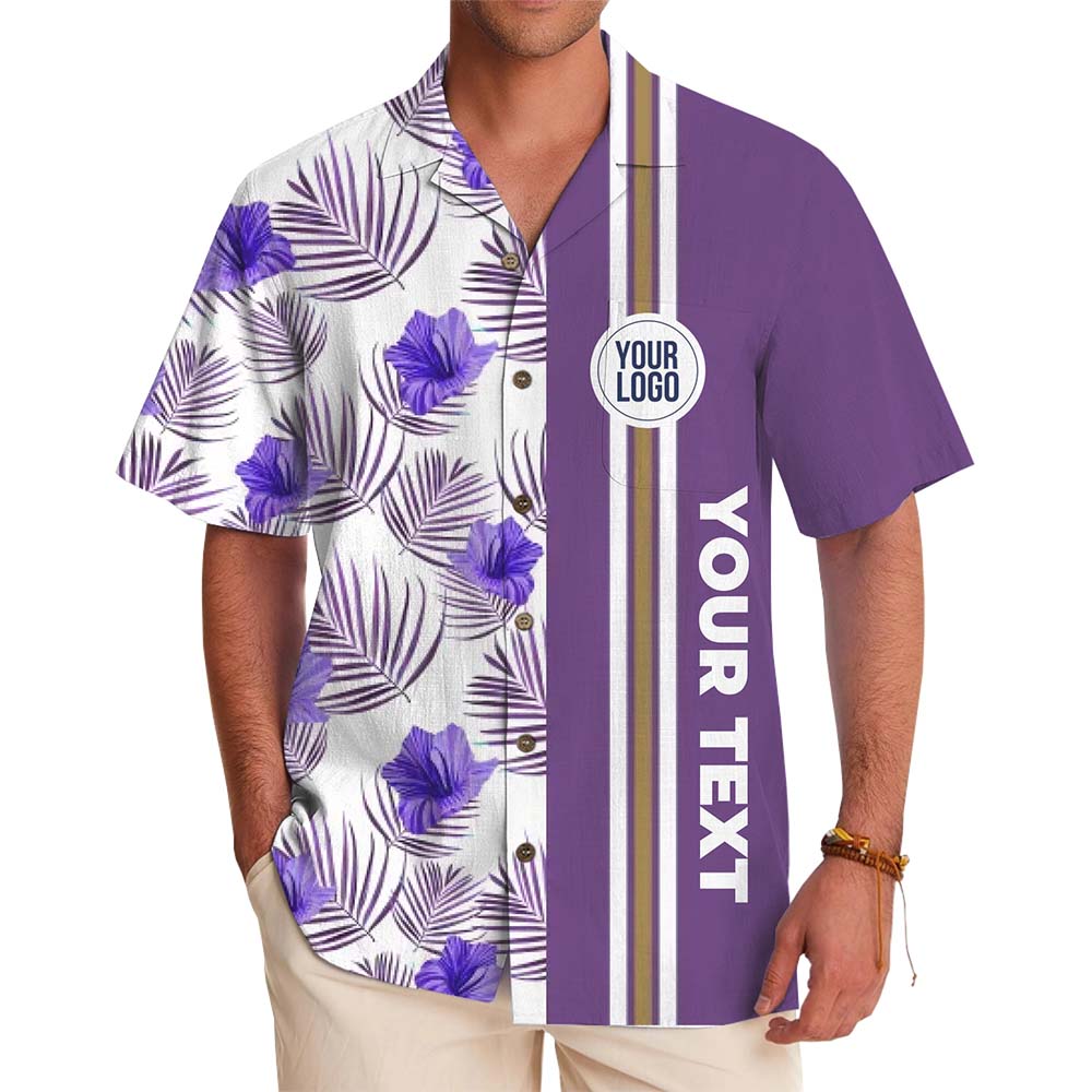 Custom Logo And Text Split Floral Hawaiian Shirt - variant image 1