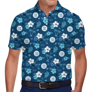 Stylish Customizable Logo Polo Shirt with Tropical Details