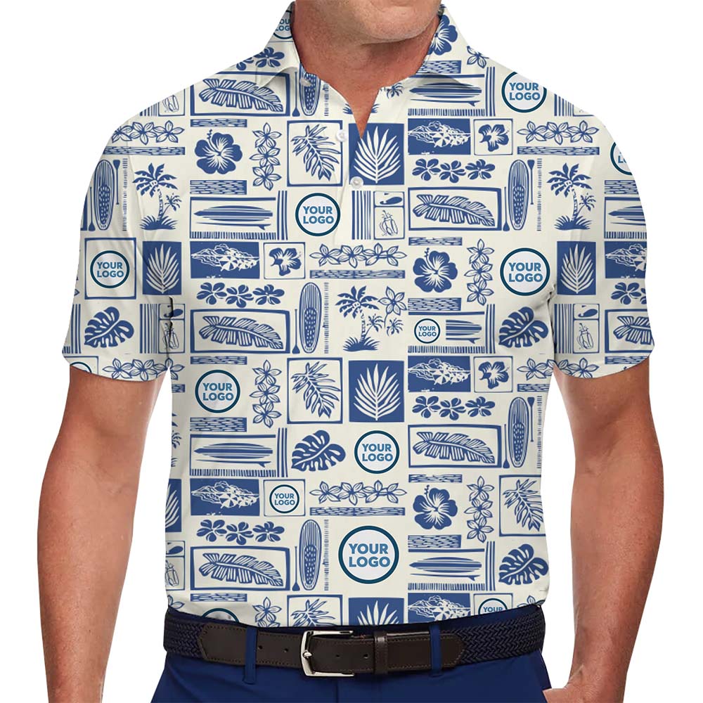 Custom Logo Island Print Collared Polo Shirts - variant image 1