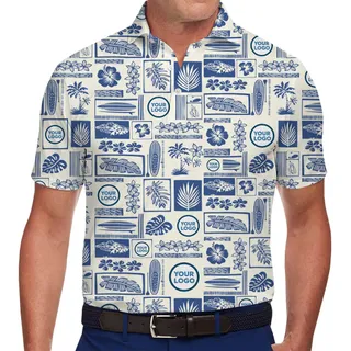 Custom Logo Island Print Collared Polo Shirts