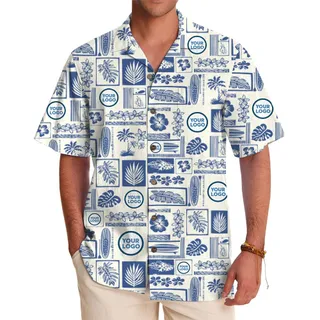 Personalized Tropical Pattern Aloha Shirt With Logo