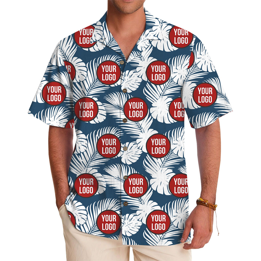 Custom Logo Tropical Leaf Hawaiian Shirt [Live Preview] - variant image 1