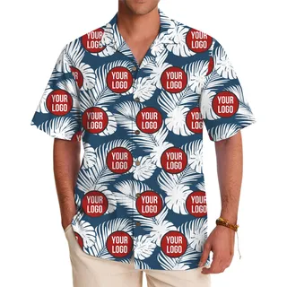 Custom Logo Tropical Leaf Hawaiian Shirt [Live Preview]