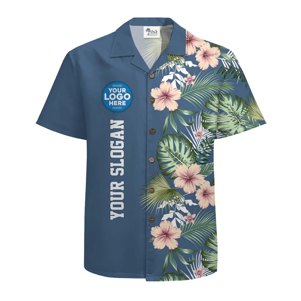 Hibiscus Edge Custom Hawaiian Shirt With Logo And Text