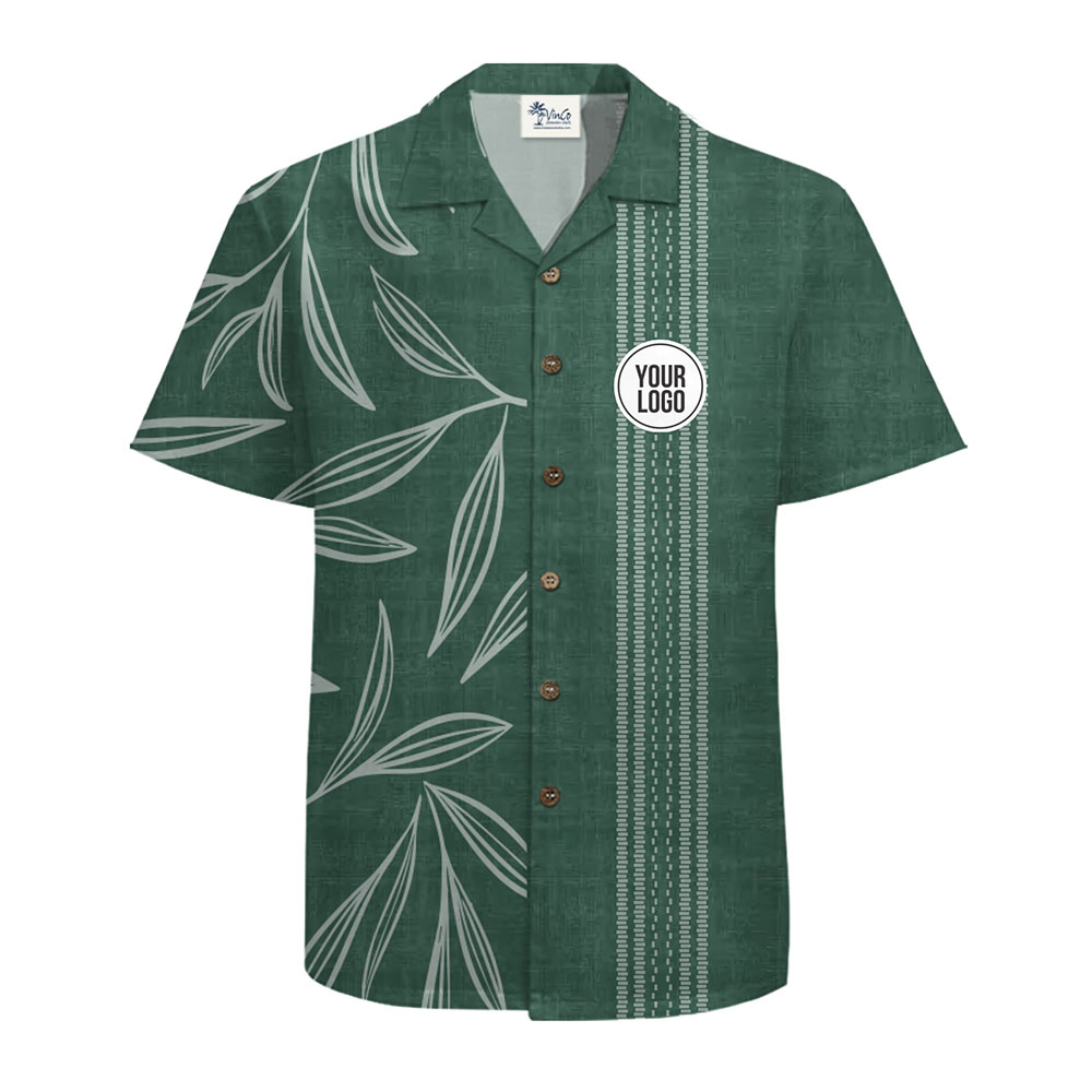 Personalized Tropical Leaf Shirt with Unique Logo Placement