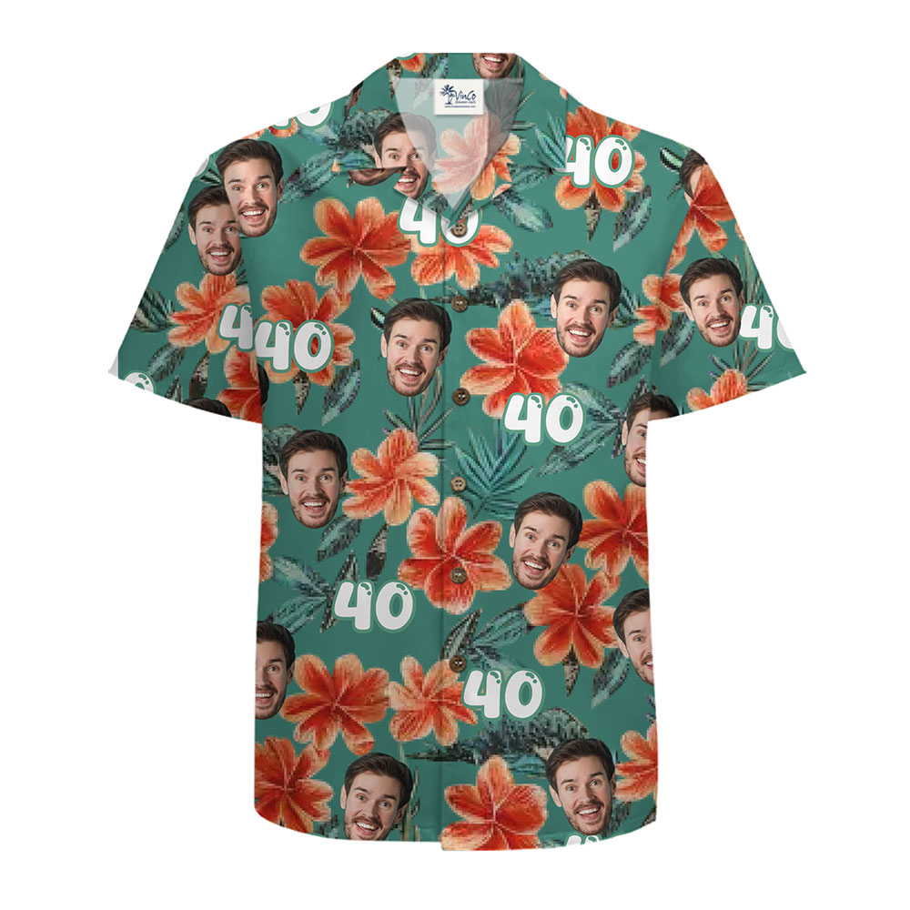 Fun and Floral Hawaiian Shirt with Your Face and Age
