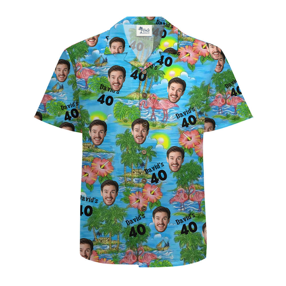Eye-Catching Flamingo and Palm Design Hawaiian Shirt