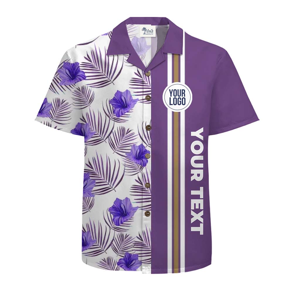 Custom Logo And Text Split Floral Hawaiian Shirt