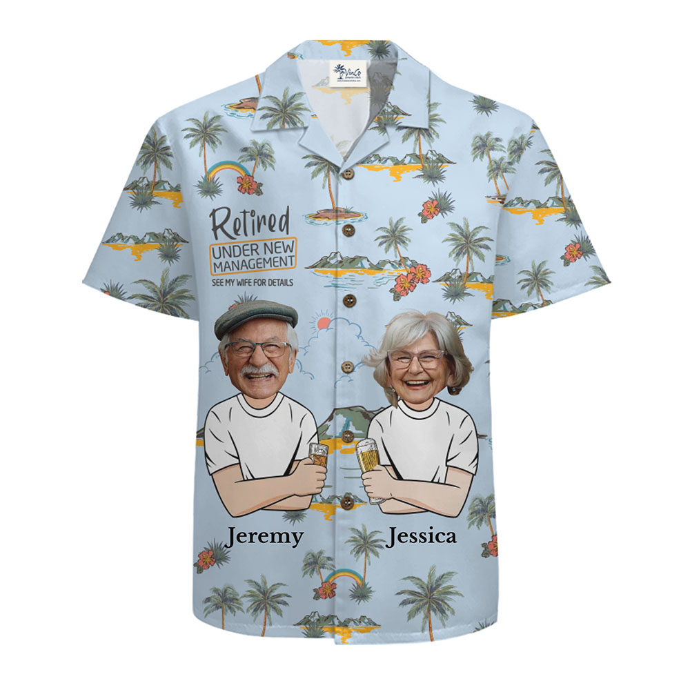 Face Personalized Retired Under New Management Hawaiian Shirt