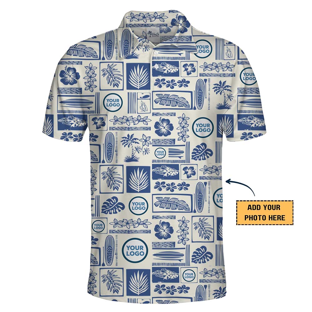 Custom Logo Island Print Collared Polo Shirts