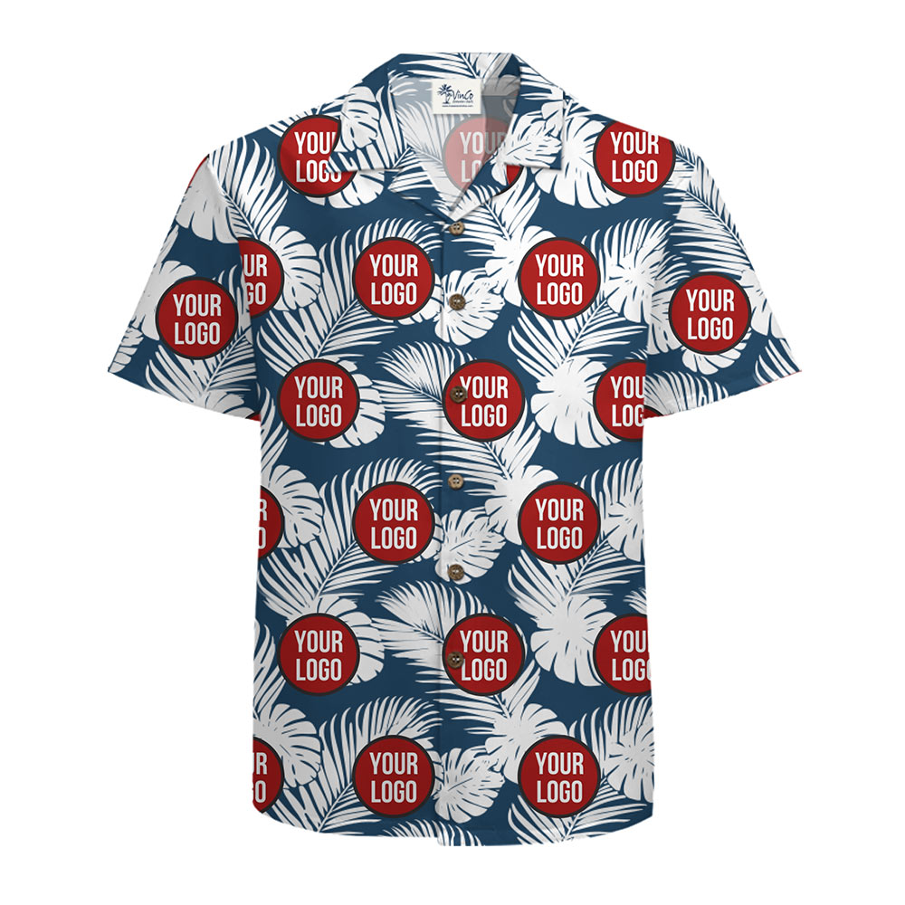 Custom Logo Tropical Leaf Hawaiian Shirt [Live Preview]