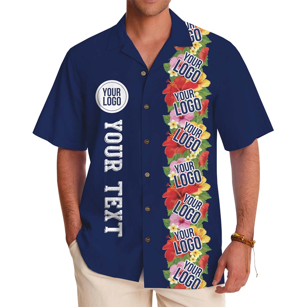 Vertical Logo Print Aloha Shirt With Name And Preview - variant image 1