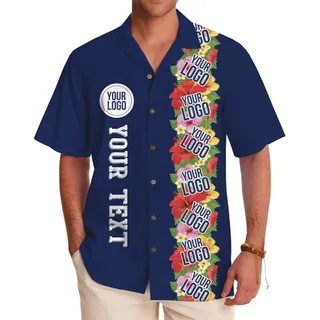 Vertical Logo Print Aloha Shirt With Name And Preview