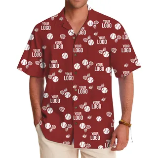 Custom Baseball Theme Hawaiian Shirt with Logo Design
