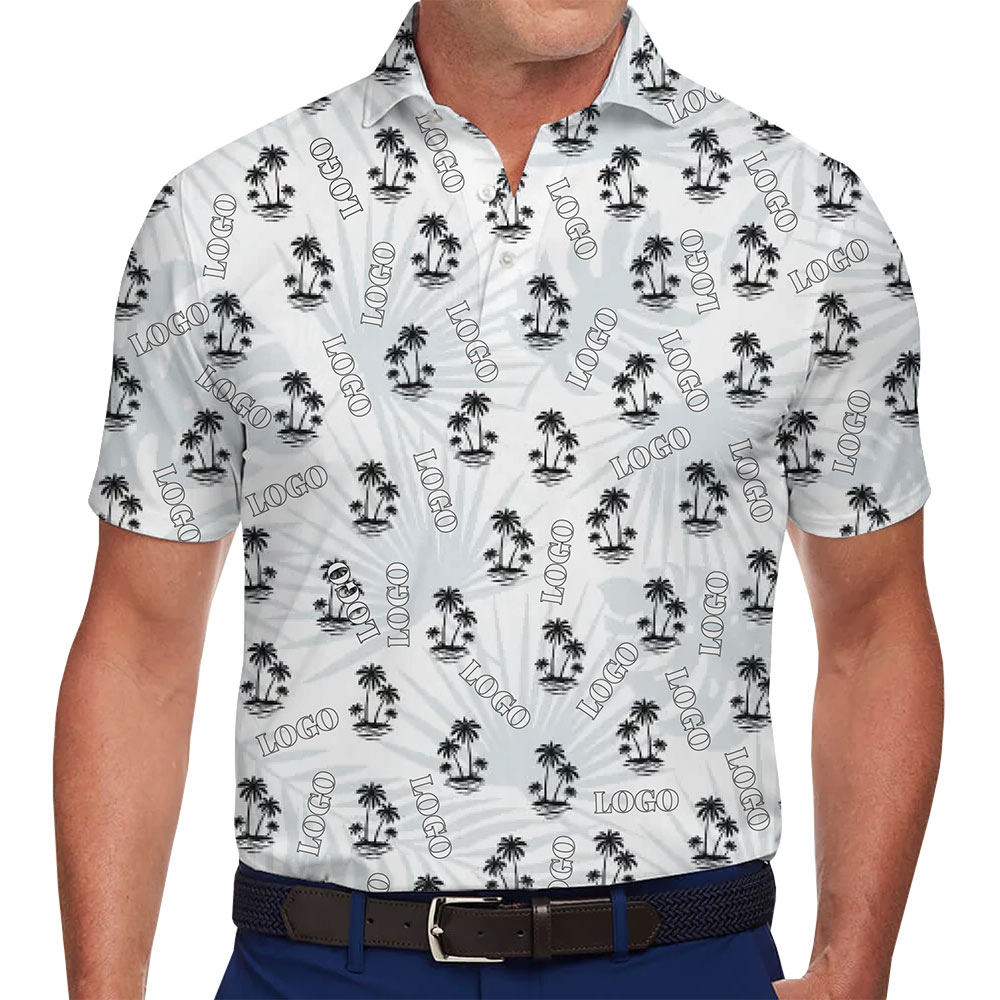 Custom Palm Tree Polo Shirt with All-Over Logo Design - variant image 1