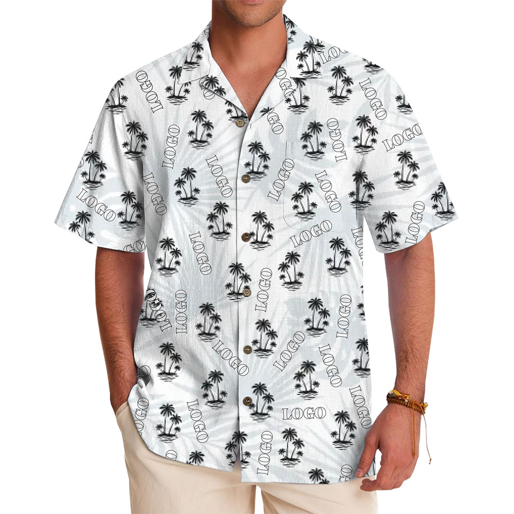 Custom Palm Tree Hawaiian Shirt with All-Over Logo Design - variant image 1