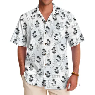 Custom Palm Tree Hawaiian Shirt with All-Over Logo Design