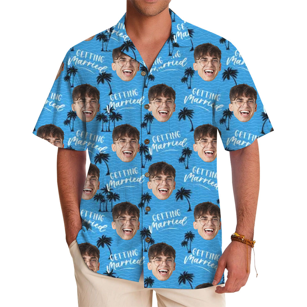 Funny Bachelor Party Hawaiian Shirt With Groom Face - variant image 1