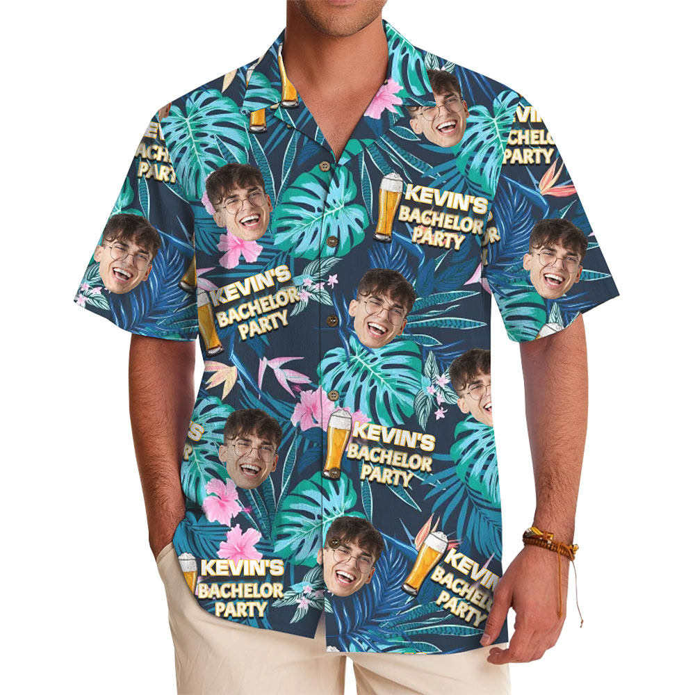 Fun Hawaiian Shirt for Bachelor Party Custom Groom Face - variant image 1
