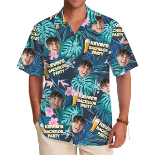 Fun Hawaiian Shirt for Bachelor Party Custom Groom Face