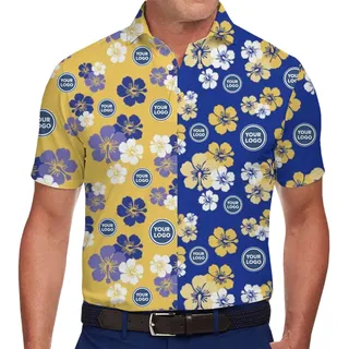 Custom Polo Shirt with Bright Floral Design and Logo