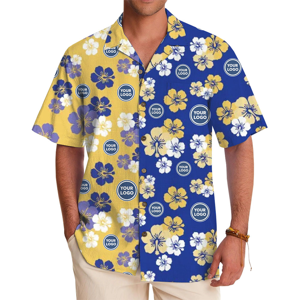 Unique Customizable Hibiscus Print Shirt with Logo Placement - variant image 1