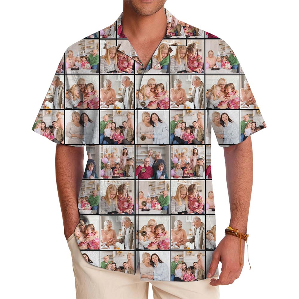 [Up To 8 Photos] Custom All-Over Photo Print Hawaiian Shirt - variant image 1